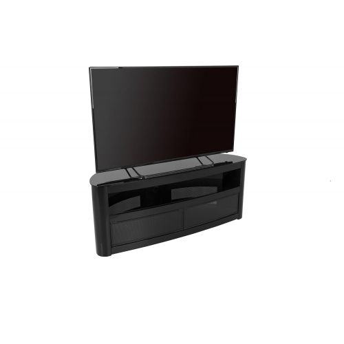  AVF Affinity Plus - Burghley Plus 1250 Curved TV Stand (Black/Black Glass)