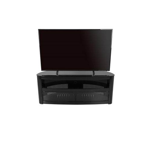  AVF Affinity Plus - Burghley Plus 1250 Curved TV Stand (Black/Black Glass)