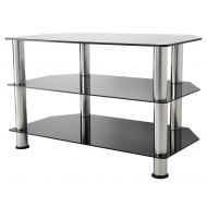 AVF SDC800-A TV Stand for up to 42-inch TVs, Black Glass, Chrome Legs