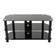AVF SDC1000CMBB-A TV Stand with Cable Management for up to 50-inch TVs, Black Glass, Black Legs