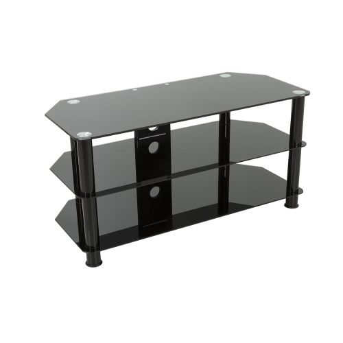  AVF SDC1000CMBB-A TV Stand with Cable Management for up to 50-inch TVs, Black Glass, Black Legs