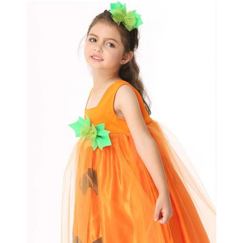  AVIDE Girls Pumpkin Costume Halloween Orange Pumpkin Dress for Kids Toddle 3-8years
