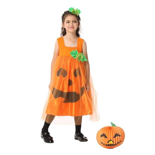  AVIDE Girls Pumpkin Costume Halloween Orange Pumpkin Dress for Kids Toddle 3-8years