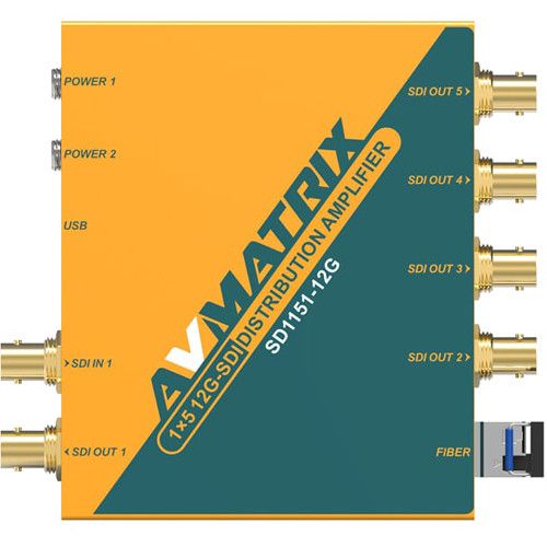  AVMATRIX SD1151-12G 12G-SDI 1x5 Reclocking Distribution Amplifier
