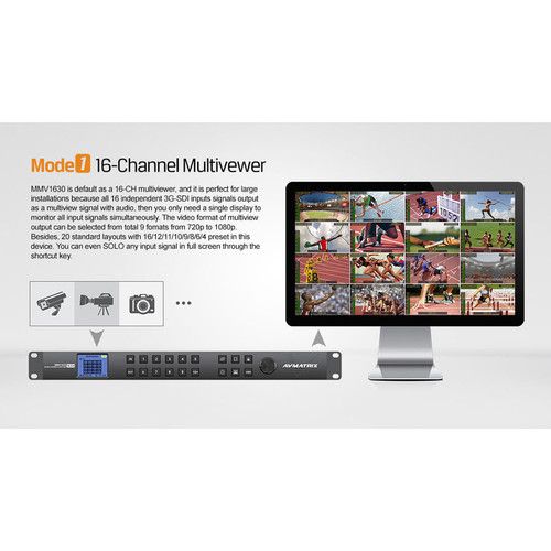  AVMATRIX 16-Channel 3G-SDI Multiviewer and Switcher (1 RU)