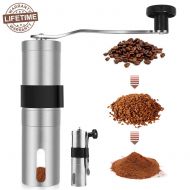 AVNICUD Manual Coffee Grinder, Ceramic Burr Coffee Grinder with Adjustable Setting, Portable Brushed Stainless Steel Coffee Bean Grinder for Travel,Hand Crank Conical Burr Mill for