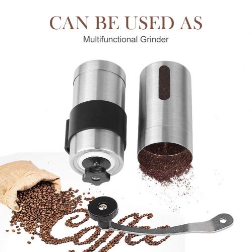  AVNICUD Manual Coffee Grinder, Ceramic Burr Coffee Grinder with Adjustable Setting, Portable Brushed Stainless Steel Coffee Bean Grinder for Travel,Hand Crank Conical Burr Mill for