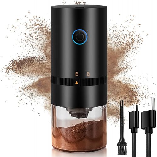  AVNICUD Portable Coffee Grinder Electric, Adjustable Burr Mill Coffee Grinder with Multi Grind Settings for Coffee Beans, Conical Burr Coffee Grinder with USB Rechargeable for Fres