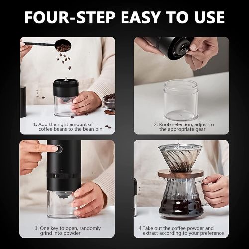  AVNICUD Portable Coffee Grinder Electric, Adjustable Burr Mill Coffee Grinder with Multi Grind Settings for Coffee Beans, Conical Burr Coffee Grinder with USB Rechargeable for Fres