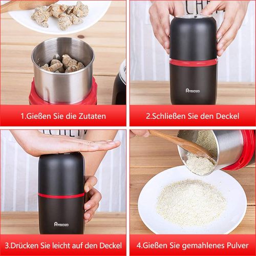  [아마존베스트]AVNICUD Coffee Grinder, Electric Coffee Grinder, Spice Mill, 120 g Capacity, Portable Electric Propeller Mills for Coffee Beans, Nuts, Spices Cereals, Pepper Mill, White