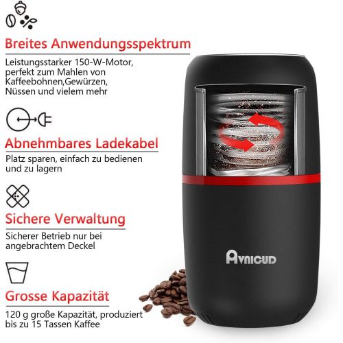  [아마존베스트]AVNICUD Coffee Grinder, Electric Coffee Grinder, Spice Mill, 120 g Capacity, Portable Electric Propeller Mills for Coffee Beans, Nuts, Spices Cereals, Pepper Mill, White