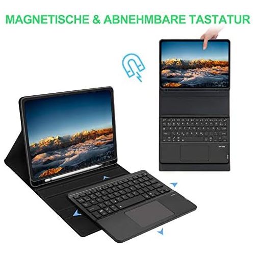  [아마존베스트]AVNICUD Keyboard Case with Touchpad for iPad Air 4th Generation 10.9 Inch 2020/iPad Pro 11 Inch 2020/2018, Bluetooth German QWERTZ Illuminated Keyboard with Protective Case, TrackP