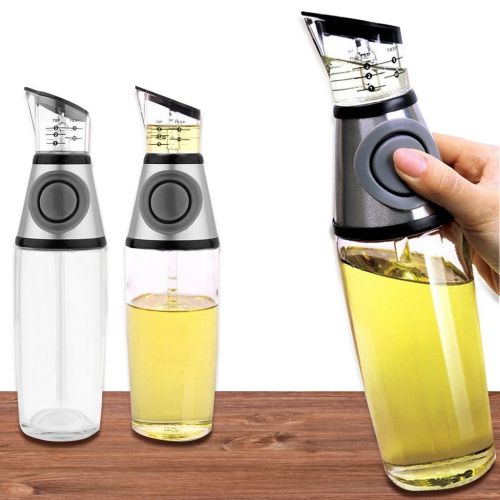  AVOLIVING Olive Oil Dispenser Press and Measure Herb and Oil Infuser Vinegar Cruet Portion Control Dressing Cruet Olive Oil and Vinegar Glass Dispenser Pump Bottle 17 Ounce Drip Po