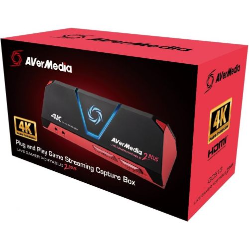  AVerMedia Live Gamer Portable 2 Plus, 4K Pass-Through, 4K Full HD 1080p60 USB Game Capture, Ultra Low Latency, Record, Stream, Plug & Play, Party Chat for Xbox, Playstation, Ninten
