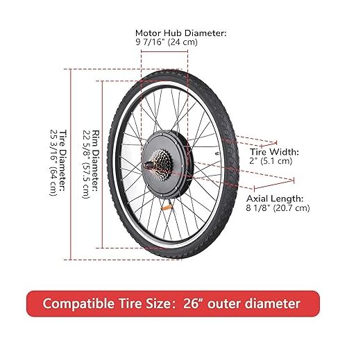  AW Electric Bike Conversion Kit 48V 1000W 26