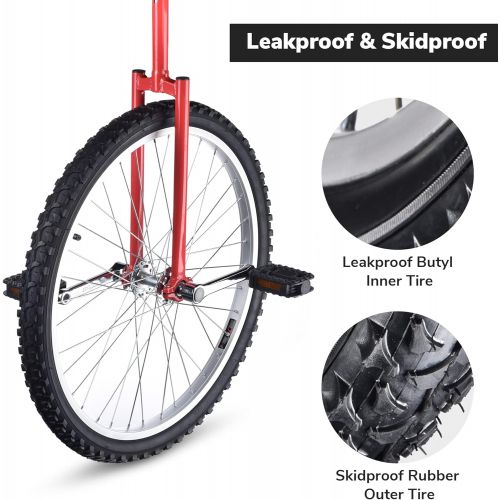  AW 24 Inch Wheel Unicycle Leakproof Butyl Tire Wheel Cycling Outdoor Sports Fitness Exercise Health