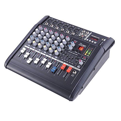  AW 6 Channel Professional Powered Mixer with USB Slot Power Mixing 110V