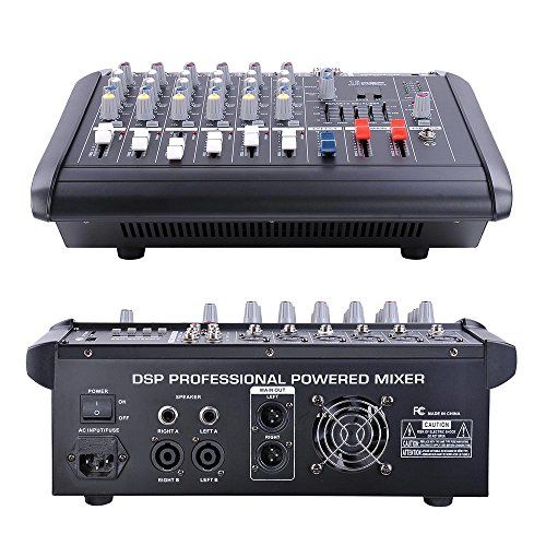  AW 6 Channel Professional Powered Mixer with USB Slot Power Mixing 110V