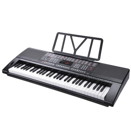  AW 61 Key Full Size Electronic Music Keyboard Electric Piano LCD Display USB Input MP3 Black