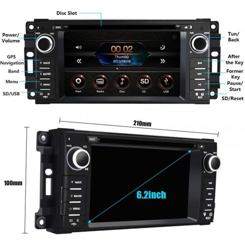  AWESAFE Car Stereo Radio with Bluetooth 6.2 Inch Touch Screen with Mirror Link,Steering Wheel Control,CD,DVD,FM Radio Head Unit for Jeep Wrangler Chrysler Chevrolet Epica Dodge Ram 1500