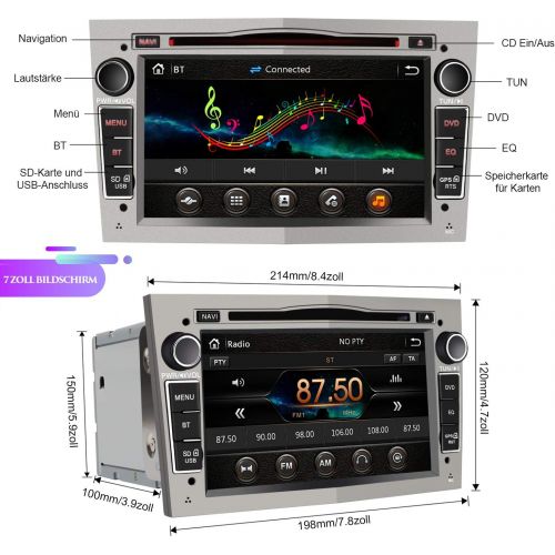  AWESAFE 2 DIN Car Radio with Satnav for Opel, 7 Inch Touchscreen Radio Supports Steering Wheel Control USB SD RDS Bluetooth