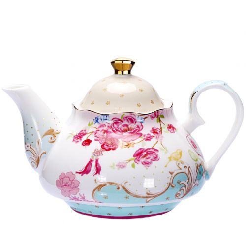  AWHOME Tea Pot Bone China Floral Design Vintage 850 ml about 4 Cups Gift Box