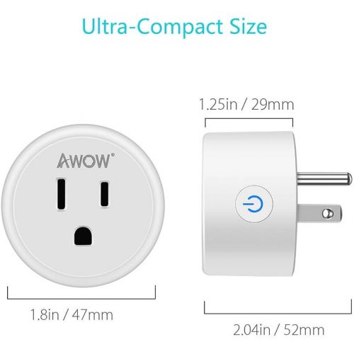  [아마존 핫딜] Smart Plug AWOW Mini Smart Socket Wifi Outlet 10A Compatible With Alexa, Google Home and IFTTT, No Hub Required,Remote Control Your Home Appliances from Anywhere, Only Supports 2.4