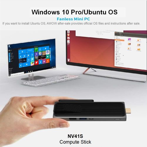  [아마존 핫딜] AWOW PC Stick MeLE NV41S Windows 10 Pro Intel Celeron J4105 Fanless Mini Comupter Stick 4GB 64GB eMMC Support 4K HD,2.4G/5G WiFi,Gigabit Ethernet,BT 4.2