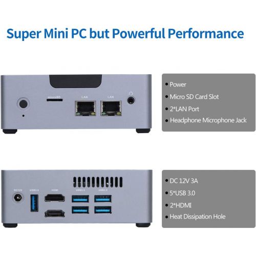  [아마존베스트]Mini PC Intel Celeron J3455 6GB DDR4, 128 GB SATA SSD, Mini Desktop Computer, AWOW AK34 Micro PC, Windows 10, Quad Core, Dual Gigabit Ethernet NIC, Dual HDMI, 5X USB3.0, 4K UHD, Bl