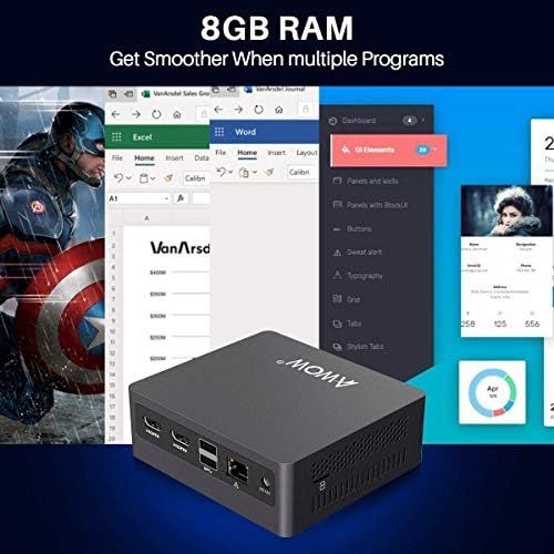  [아마존베스트]Mini PC, Intel Celeron N3450 8GB DDR4, 128GB M.2 SATA SSD, Mini Desktop Computer, AWOW AL34 Micro PC, Windows 10 Home, 4K HD, Dual HDMI 1.4, 2.4G/5G Dual WiFi, Gigabit Ethernet, 4X