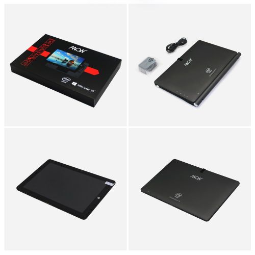  AWOW 10 IPS Mini Touch Screen Windows 10 2 in 1 Laptop Computer Tablet PC Intel Quad-core 1.44Ghz Processor 4GB DDR3 32GB eMMC Dual Webcam Micro SD Bluetooth 4.2 USB Wi-Fi HDMI Key