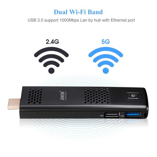  AWOW 64GB Compute Stick Windows 10 Pro Mini PC with Intel Z8350 Quad-core 1.44Ghz4GB DDR3802.11 ac Wi-FiUSB 3.0HDMIBluetooth 4.0Micro SD4K Black