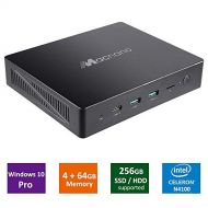 AWOW Mini PC - Windows 10 Pro Fanless Desktop Computer, Intel Celeron N4100 /4K@60Hz /4GB DDR4 /64GB / SATA III SSD HDD M.2 SSD Support/Dual Wi-Fi/Gigabit Ethernet