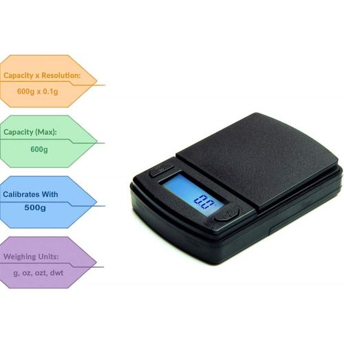  [아마존베스트]AMERICAN WEIGH SCALES Fast Weigh Digital Pocket Scale - Black - 600 x 0.1g (MS-600-BLK)