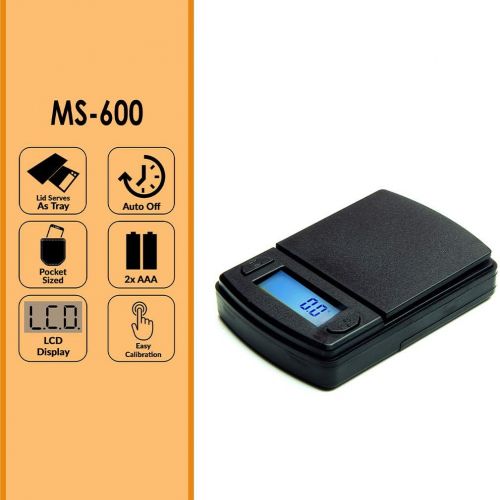  [아마존베스트]AMERICAN WEIGH SCALES Fast Weigh Digital Pocket Scale - Black - 600 x 0.1g (MS-600-BLK)