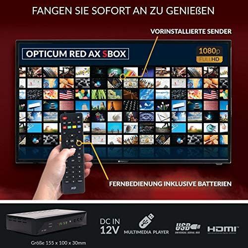  AX Technology Opticum SBOX Satellite Receiver HD with PVR Recording Function, Timeshift, Media Player, 1080P Full HD Digital Receiver for Satellite TV DVB S/S2, Astra & Hotbird Pre Installed + A