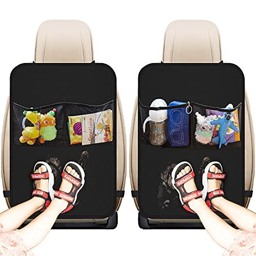  AXELECT Car Seat Protector Kick Mats, 2 Pack Car Seat Protectors for Car Backseat with Organizer Pockets, Kick Mat Back Seat Protector