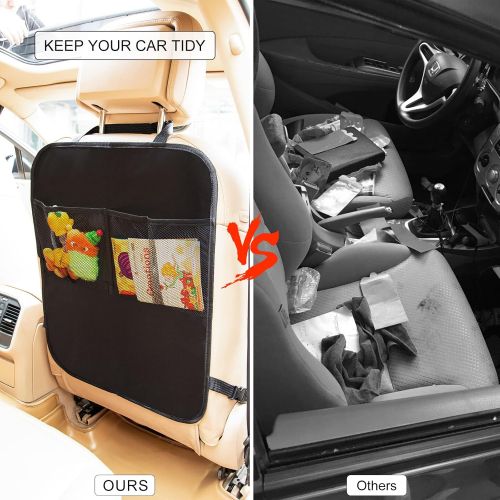  AXELECT Car Seat Protector Kick Mats, 2 Pack Car Seat Protectors for Car Backseat with Organizer Pockets, Kick Mat Back Seat Protector