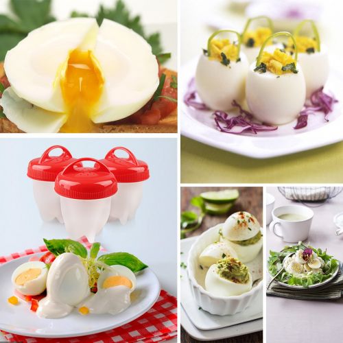  AXUAN 6pcs Axuan Egg Egglettes Egg Cooker BPA-Free Egg Boiler Soft Silicone Egg Shapes Kitchen Hard Boiled Eggs No Shell (Red)