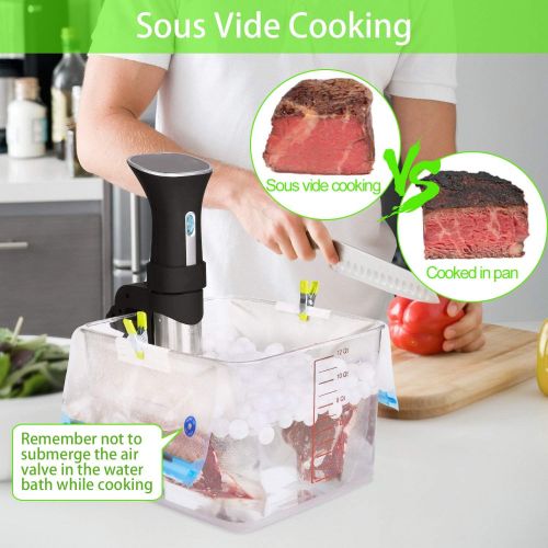  Ayager Sous Vide Bags 30 Reusable Vacuum Food Storage Bags for Sous Vide, 3 Sizes Large Sous Vide Bags with Pump, 4 Sous Vide Bag Clips for Food Storage and Chefsteps, Anova, Joule, Wancl