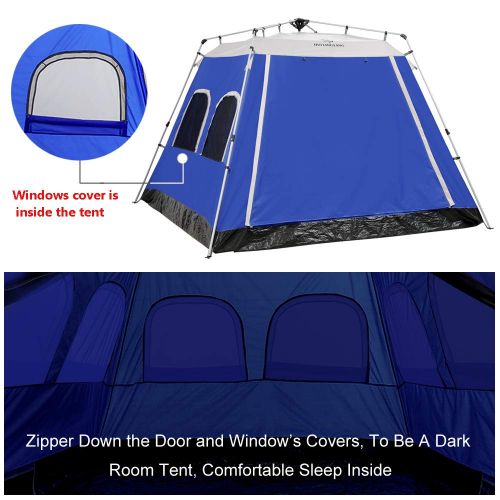  AYAMAYA Camping Tents 4-6 PersonsPeopleMan Instant Cabin Tent with [6 Screen Windows], Waterproof Hydraulic Automatic Quick Easy Setup Ventilation Screenhouse Sunshade Canopy for