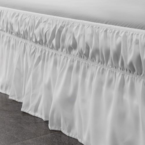  AYASW Bed Skirt-14 Inch Drop Elegant Wrap Around Ruffled (Queen/King,White) Brushed Microfiber 1500 Adjustable Elastic Easy Fit