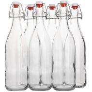 [아마존 핫딜] AYL Flip Top Glass Bottle [1 Liter / 33 fl. oz.] [Pack of 6]  Swing Top Brewing Bottle with Stopper for Beverages, Oil, Vinegar, Kombucha, Beer, Water, Soda, Kefir  Airtight Lid & Le