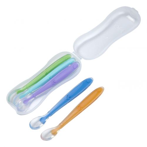  [아마존베스트]AYL Silicone Baby Spoons BPA Free - Soft Tip First Stage Infant Spoons Gift Set of 5 with Convenient Travel Case