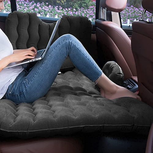  AYNEFY Car Air Mattress, SUV Air Mattress for Camping,2-In-1 Multi-functional Inflatable Bed PVC Flocking Soft Sleeping Rest Cushion for Home Outdoor Travel Sleeping Inflate Air Mattress