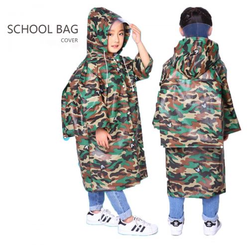  AYUBOOM Children Raincoat,Rainwear with School Bag Cover,Ages 4-14,Lightweight Rain Ponchos to Toddler, Boys,Girls