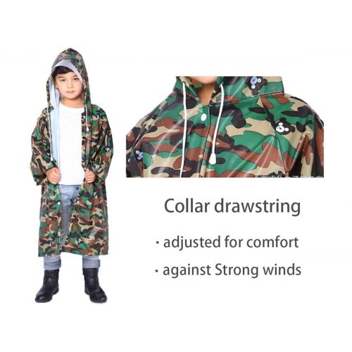  AYUBOOM Children Raincoat,Rainwear with School Bag Cover,Ages 4-14,Lightweight Rain Ponchos to Toddler, Boys,Girls