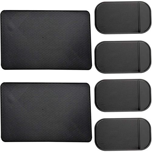  [아마존베스트]AYWFEY 6 Pack Non-Slip Car Dashboard Grip Pad,Anti-Slip Heat Resistant Sticky Gel Dash Latex Mat for Cell Phone Vehicle Sunglasses Keys Coins CD Electronic Devices GPS,2 Sizes,Blac