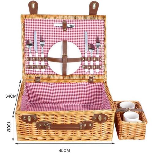  AYXN Wicker Picnic Basket for 4 Persons Set with Large Insulated Compartment and Portable Picnic Blanket for Family Camping, Gift