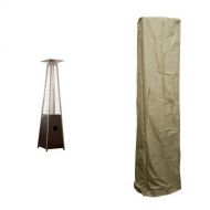 AZ Patio Hammered Bronze Quartz Glass Tube Patio Heater HLDS01-GTHG with Heavy Duty Square Cover - Camel